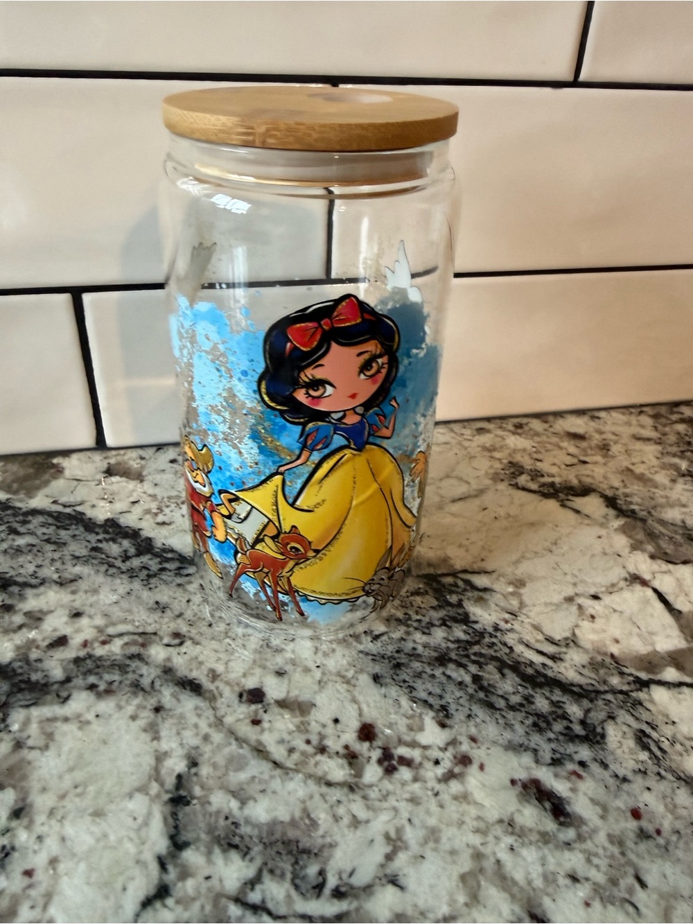 Snow White & the 7 Dwarfs Glass Tumbler No Straw